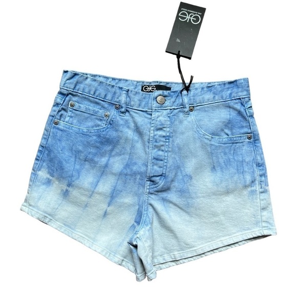OJG Dip Dye! Mid Length Light Ombré Acid Wash Denim Shorts 5 Pockets Size 28 / 6 - Picture 2 of 9